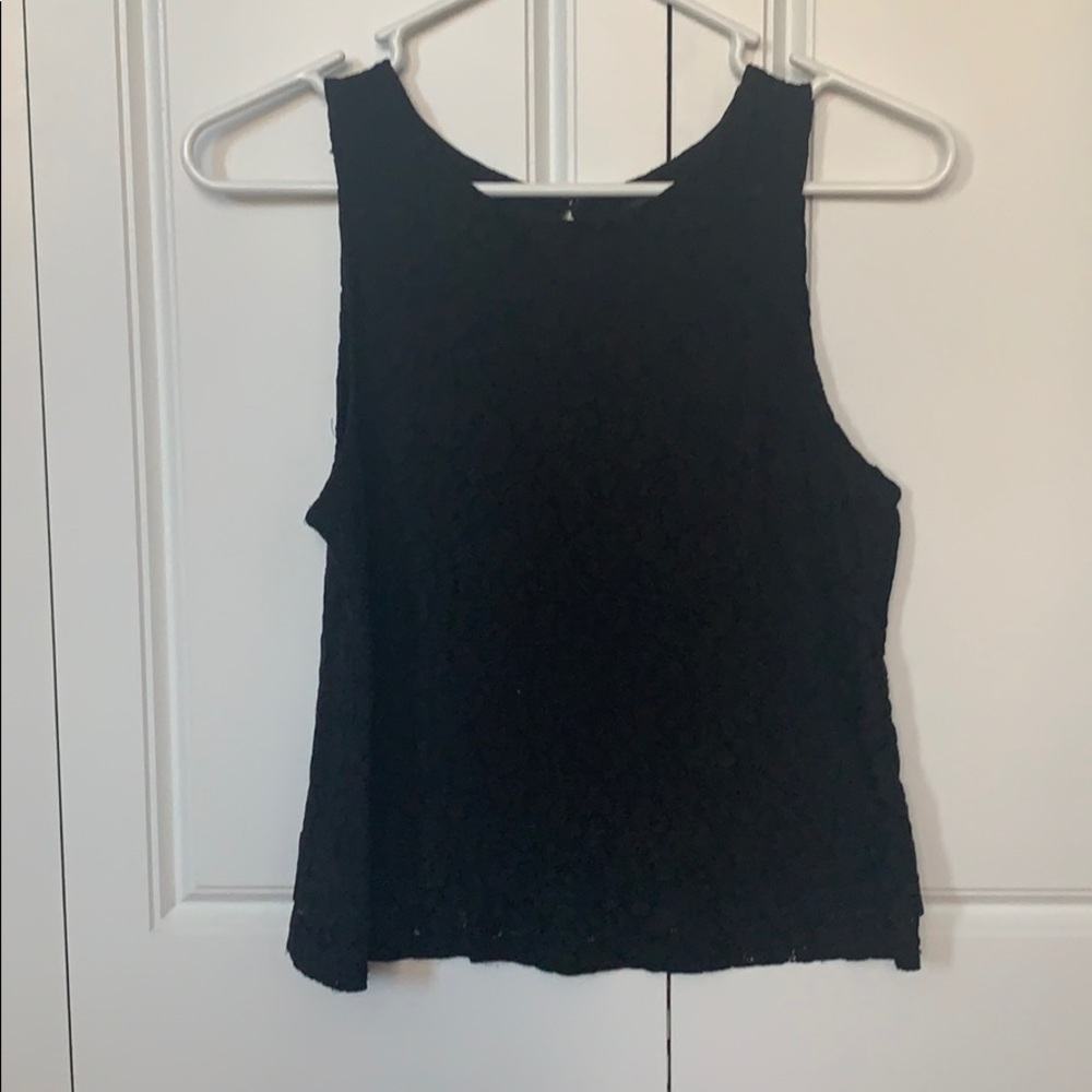 Banana republic black lace overlay tunic top